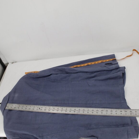 120% Lino Sports Coat medium linen Blue Unstructured notch lightweight blazer - Picture 7 of 16